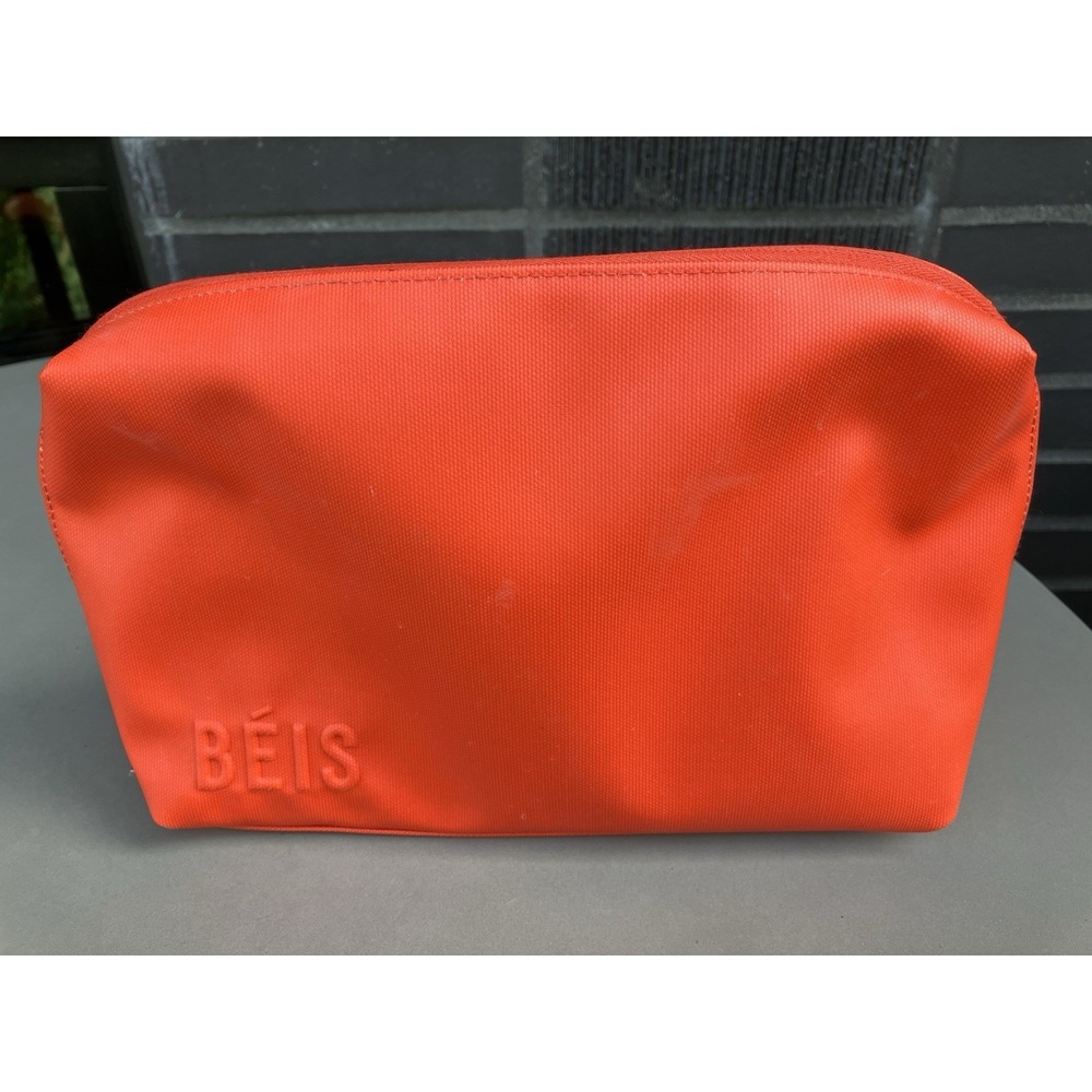 Beis Medium Cosmetic Pouch Discontinued Flame Orange Makeup Toiletry Travel Bag